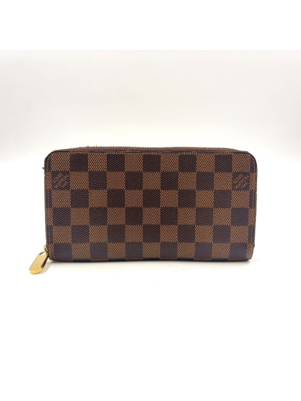 Louis Vuitton Damier Brown Round Zippy Wallet Gold